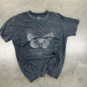 vintage + faded Hollister black butterfly graphic tee